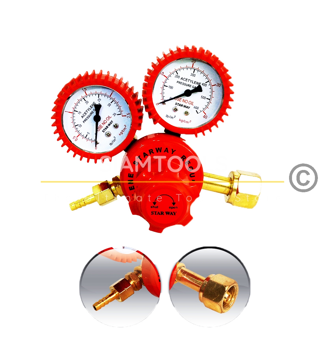 เกจ์วัดแรงดันแก๊ส อะเซติลีน-Acetylene Regulator